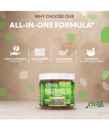 AndroFlow Saw Palmetto and Pumpkin Seed Oil Prostate Health Supplements for Men Pygeum Beta Sitosterol Lycopene Boron Zinc Selenium DIM Stinging Nettle Vitamin D 60 Gummy Supplements by Clean Nutra - Buy Online on GoSupps.com