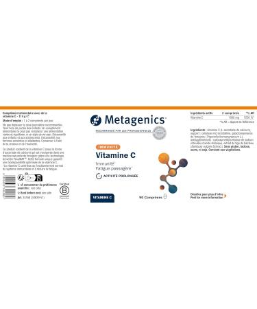 Metagenics Vitamine C - Soutien Immunitaire - Haute Biodisponibilit - R duction de la Fatigue Antioxydant Naturel - Sans Gluten V g talien - 90 Comprim s - 3 Mois - Buy Online on GoSupps.com