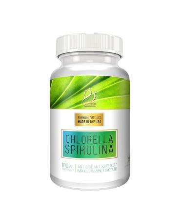 Actif 100% Ocean Cleaned Organic Chlorella and Spirulina, Non-GMO, Best Detox and Vegan Diet Supplement, Made in USA - 120 Tablets