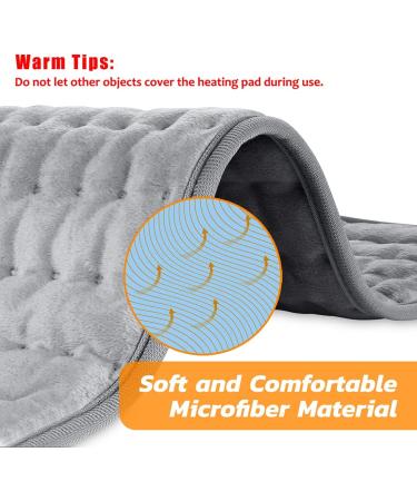 Haoxuandianzi Electric Heating Pad - Fast Heat with Adjustable Settings for Back, Shoulders, Abdomen, Legs, Arms - Auto Shut Off - 12'' x 24'' - Silver Gray - Buy Online on GoSupps.com