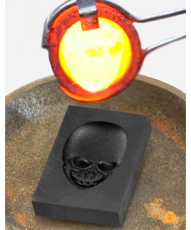 QWORK Casting Mold  Skull Graphite Casting Ingot Mold Crucible Mould for Melting Casting Refining Gold Silver Metal Aluminum Copper Brass (60mm x 40mm) - Buy Online on GoSupps.com