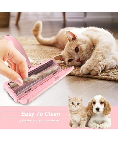 Petory Pet Hair Remover with Self Cleaning Base - Reusable Double Roller Lint Roller for Dog Cat Hair on Couch, Car Seat, Bedding, Clothes, Carpet - Pink - Buy Online on GoSupps.com