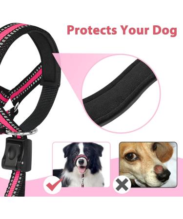 Soft Adjustable Dog Muzzle for Medium & Large Dogs | No Pull Padded Design for Safe Training - Pink (Snout 9.5-14) - Buy Online on GoSupps.com