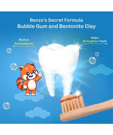 Bentodent Kids Fluoride Free Toothpaste - Natural Bentonite Clay for Fresh Breath & Gentle Whitening - Vegan SLS Free Bubble Gum Flavor 3.52oz - Buy Online on GoSupps.com