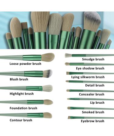 18 Pcs Makeup Brush Set with Cosmetic Bag - Green Makeup Brushes Kit by RUIZHAOHUA - Buy Online on GoSupps.com