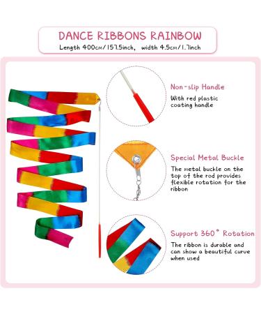 HYdren Dance Ribbons - Colorful Rainbow Streamers for Rhythmic Gymnastics (White) - Buy Online on GoSupps.com