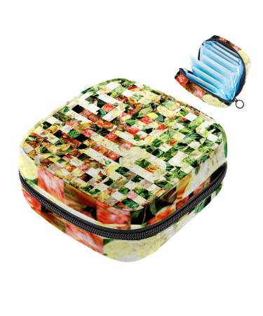 Menstrual Pad Bag with Zipper Ladies Napkin Bag Tampons Collection Bag for Women and Girls (Abstract Colorful)
