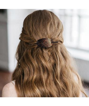 Leather Hair Barrettes Oval Shape Hair Clips With Stick Hair Slider Pin Ponytail Holder Hairpin Hair Accessories For Women And Girls Long Hair 12.5x5 Cm copper - Buy Online on GoSupps.com