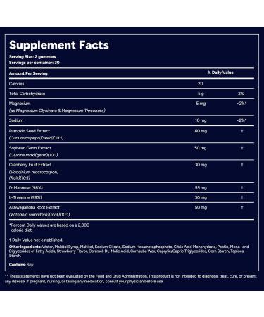 QuietLab N1 Nighttime Bladder Support Gummies - Helps Reduce Nighttime Bathroom Trips for Men & Women - Pumpkin Seed, D-Mannose, Ashwagandha for Sleep & Bladder Control - Strawberry Flavor (60 Count) - Buy Online on GoSupps.com