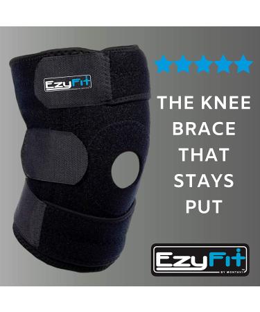 EzyFit Knee Brace Support for Arthritis ACL LCL MCL Sports Meniscus Tear, Large Size - Non-Slip Neoprene Wrap for Injury Recovery - Side Stabilizers, Open Patella Design - Buy Online on GoSupps.com