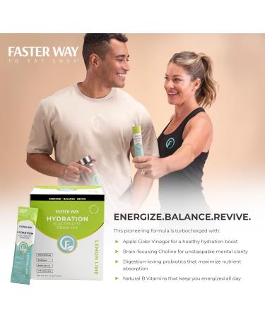 Faster Way - Hydration - Electrolyte Drink Mix - With Apple Cider Vinegar, Choline, Probiotics & Natural B Vitamins - Energize & Revive - Powder Packets - Zero Sugars -Gluten Free -Lemon Lime -30 Pack - Buy Online on GoSupps.com