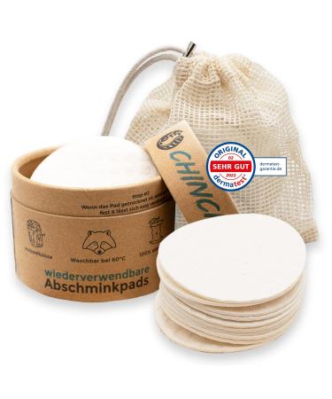 Chinchilla reusable slowdown pads |10 pieces with can for storage and laundry net - washable up to 90 degrees |Made in Germany |Suitable for every skin type - compostable & vegan 10 pads with can & laundry net