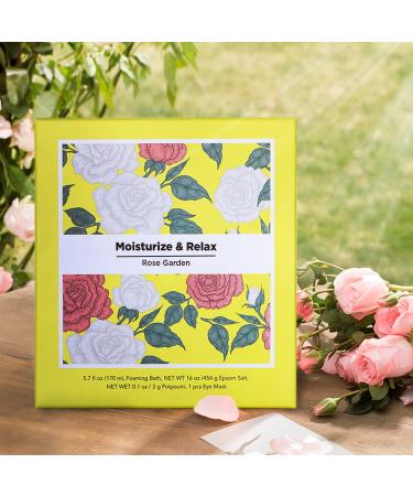 Rose Scented Spa Gift Set for Women | Relaxing Bath Kit with Epsom Salt, Bubble Bath, Rose Petals, Silk Eye Mask | Birthday Self Care & Romantic Gift Basket - Buy Online on GoSupps.com