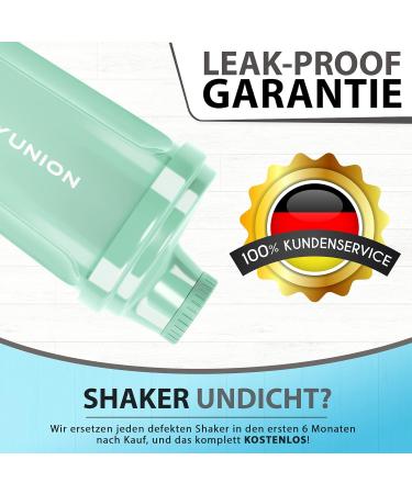 Amity Union Protein Shaker 'Heaven' 500ml - Leakproof BPA-Free Mint Blue - Ideal for Whey Protein Isolate & BCAA Shakes - Buy Online on GoSupps.com