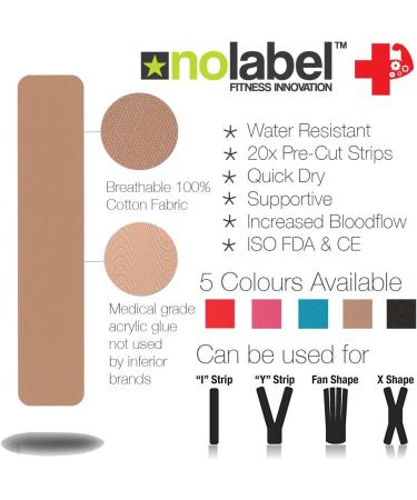 Beige Pre-Cut Kinesiology Tape - 5m Roll for Muscle Recovery - 2 Rolls with Free PDF Guide - Buy Online on GoSupps.com