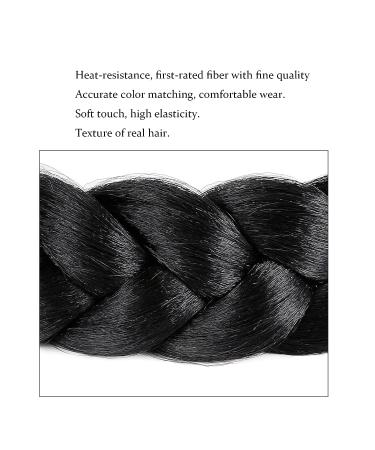 Bohemian Braided Headband Wig - Oversized Strand, Classic Style, Elastic Synthetic Hairband for Women and Girls (Black 1B) - Buy Online on GoSupps.com