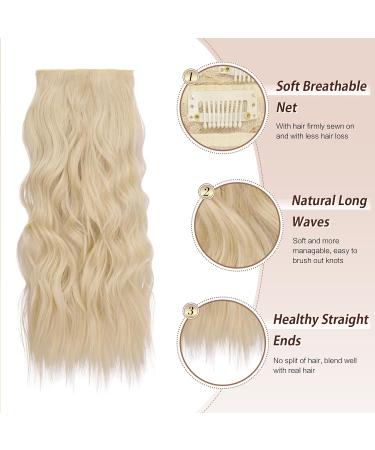 Feshfen Clip-In Hair Extensions - 4PCs 50cm Platinum Blonde Wavy Synthetic Hair 180g Full Head Volume for Women - Buy Online on GoSupps.com