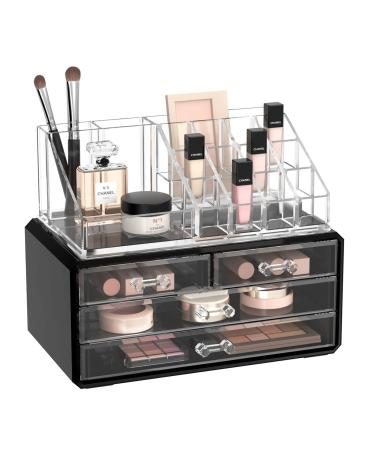 HBlife Acrylic Makeup Organizer, 2 Pieces Cosmetic Organizer for Vanity Bathroom Clear
