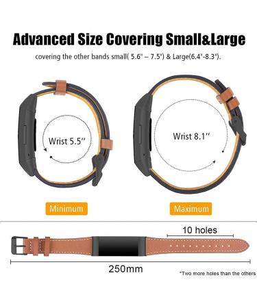 Fitbit Charge 3/4 Genuine Leather Band - Graphite & Brown - for Women and Men - Buy Online on GoSupps.com
