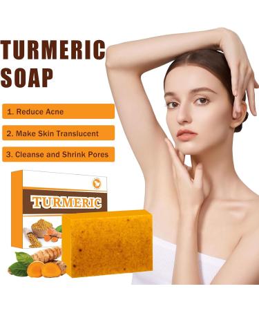 Turmeric Soap Bar for Body & Face - Natural Kojic Acid Collagen Vitamin C Dark Spot Remover for Even Skin Tone Acne Dark Spots Smooth Skin (100g) - Buy Online on GoSupps.com
