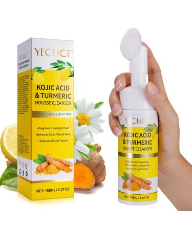 Turmeric Cleansing Mousse Kojic Acid Facial Cleanser for Fce Wash and Firming Skin Remove Excess Keratin-Deep Clean Pores 150ML