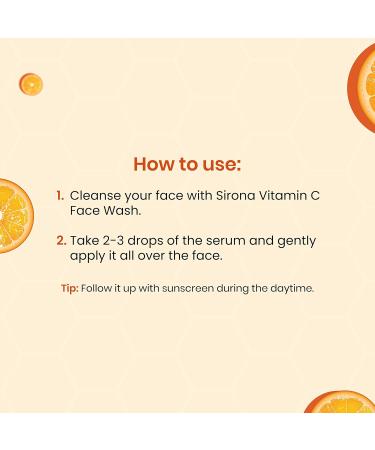 Sirona 20% Vitamin C Face Serum - Repair Skin Damage Heal Dark Spots & Radiant Skin - 30 ml | Niacinamide Gotu Kola & Tasmanian Pepper for Men & Women - Buy Online on GoSupps.com