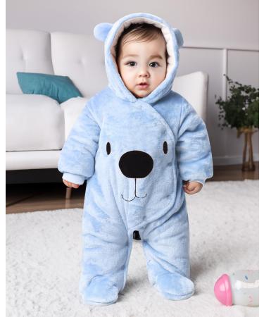 Baby Hooded Flannel Winter Romper | Snowsuit Jumpsuit for Boys & Girls | Feet Covered | 0-3 Months - Buy Online on GoSupps.com