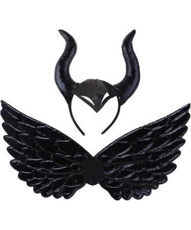 hgnxa Kids Black Devil Wing Ox Horn Headband Halloween Evil Queen osplay Props Hairband - Buy Online on GoSupps.com
