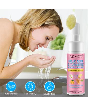 Turmeric Kojic Acid Facial Cleanser Exfoliating Mousse Cleansing Fight Acne Balance Skin Oil And Water Lighten Blemishes Brightens Skin Tone Safe For Sensitive Skin 150Ml - Buy Online on GoSupps.com