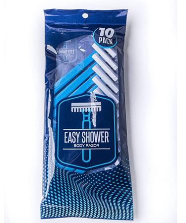 Easy Shower Disposable Body Razor for Men (10 Pack) - Sensitive Body Razors / Blades (Blue)