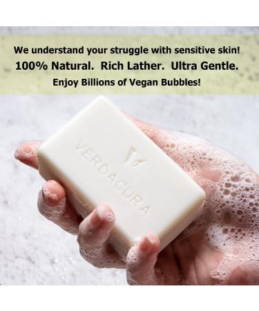 Verdacura Pure Castile Bar Soap - All Natural Vegan Soap for Face, Body, Hands - Ultra-Gentle & Biodegradable - Made in USA (Unscented 4.5 oz) - Suitable for Sensitive Skin - Buy Online on GoSupps.com
