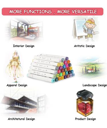 Ogeely Alcohol Markers 82 Color Dual Tip Permanent Art Markers with Case, Bullet Nib & Chisel Tip for Kids & Adults - Ideal for Sketching, Illustrations, and Design Drawing - Buy Online on GoSupps.com