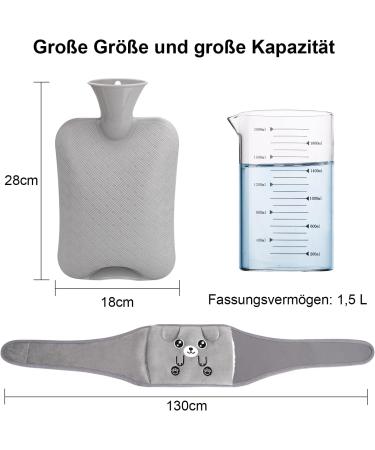 Buy 1.5L Heat Bottle with Soft Waist Cover | Hot Water Bag for Pain Relief - Gray Neutral - Fast International Shipping - Buy Online on GoSupps.com