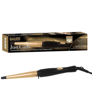 Bauer 38870 Tourmaline Coated Curling Wand / Produces Professional Looking Curls For All Hair Types / 13mm to 19mm Cone Shaped Barrell / 180 Heat / 360 Swivel Cord / Cool Touch Tip