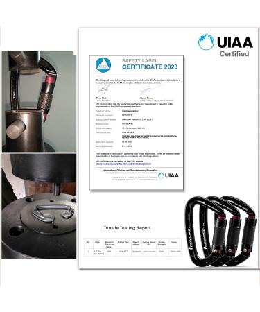 FresKaro 25KN Auto Locking Climbing Carabiner Clips - UIAA Certified Heavy Duty Carabiners for Rock Climbing, Rappelling, Mountaineering - D Shaped, 3.93 Inch, Black (3PCS) - Buy Online on GoSupps.com