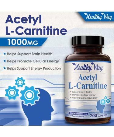 Acetyl L-Carnitine 1000mg 200 Capsules - Healthy Way | Premium Quality Supplement - Buy Online on GoSupps.com