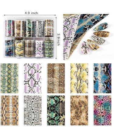 CHANGAR Animal Skin Style Nail Art Foil Transfer Decals 2 Boxes Serpentine Leopard Print Tiger Snake Skin Pattern Nail Foil Adhesive Stickers Starry Sky Manicure Transfer Tips Nail Art DIY Decoration - Buy Online on GoSupps.com