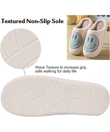 FACAXEDRE Retro Smile Face Slippers - Soft Plush Unisex House Slippers - Green - Buy Online on GoSupps.com