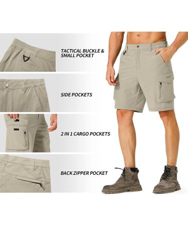 Men's Quick Dry Hiking Cargo Shorts | Lightweight Travel Shorts with Multi Pockets | Khaki X-Large - Buy Online on GoSupps.com