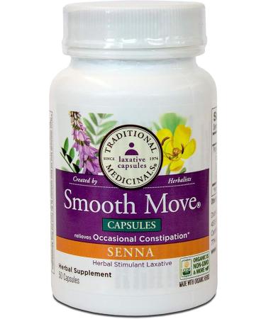 Traditional Medicinals Smooth Move Senna Laxative Capsules - Natural Constipation Relief - 50 Capsules - Buy Online on GoSupps.com