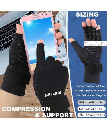 Copper Arthritis Compression Gloves for Women and Men - 2 Pairs | Relief from Carpal Tunnel, Joint Pain, and Tendonitis | Fingerless Design for Computer Typing and Sleeping - BLACK (LARGE/X-LARGE) - Buy Online on GoSupps.com