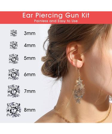 233PCS Ear Piercing Gun Kit with Hypoallergenic Needles for Salon & Home - Blue Gun with Crystal Studs - Buy Online on GoSupps.com