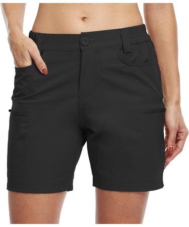 Willit Women's Hiking Cargo Shorts - Black Large | Stretch Golf & Outdoor Activewear with Pockets | Water Resistant Summer Shorts - Buy Online on GoSupps.com