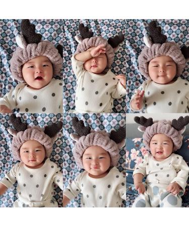 Reindeer Ear Headband Spa Headbands Cute Elk Hair Bands for Shower Yoga Makeup Face-washing Facial Head Wraps Elastic Headbands for Girls Women Ladies Boys Men Kids White brown - Buy Online on GoSupps.com