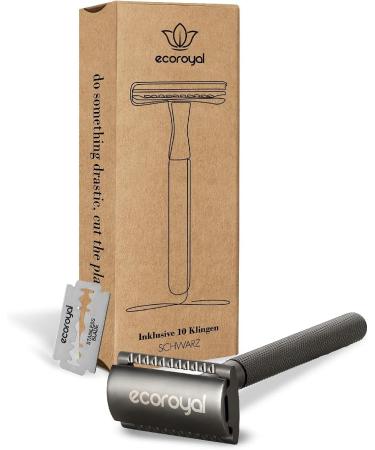 Ecoroyal Black Razor Plane Set for Men | Wet & Double Edge Razor with 10 Blades | Premium Metal Barber Tools - Buy Online on GoSupps.com