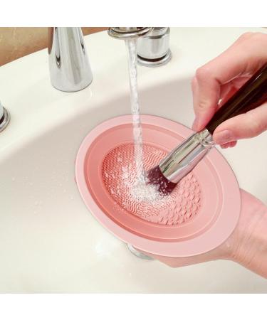 Cosmetic Brushes Scrubber Bowl | Silicone Makeup Brush Cleaner Bowl | Foldable Makeup Brush Cleaning Pad | Makeup Brush Cleaning Mat for Women's Brushes Sponge and Puff (Pink Purple) - Buy Online on GoSupps.com