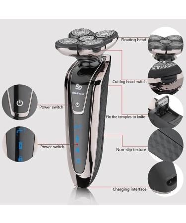 Buy 5D Rotary Electric Shaver for Men - Cordless Waterproof LED Display Pop-up Trimmer - Ideal for Bald Heads - Silver - Buy Online on GoSupps.com