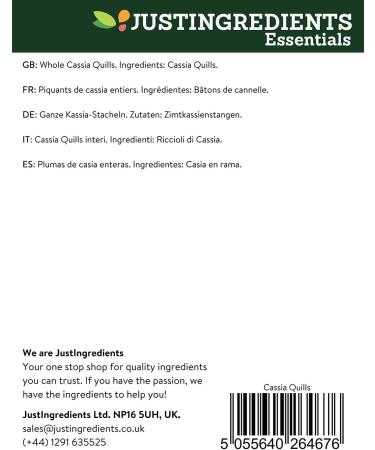 JustIngredients Essentials Cassia Quills 500 g - Buy Online on GoSupps.com