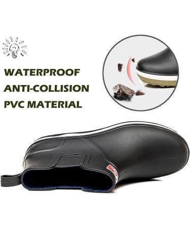 QUENLOOP Men's Ankle Rain Boots - Waterproof Slip-On Chelsea Boots for Garden Work - Size 10, All Black - Buy Online on GoSupps.com