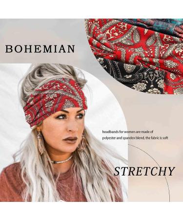 Acenail Boho Headbands - Wide Knotted Turban Headband for Women - Nonslip Elastic Hairband for Sports and Yoga - Floral Bohemian Head Wraps - Buy Online on GoSupps.com